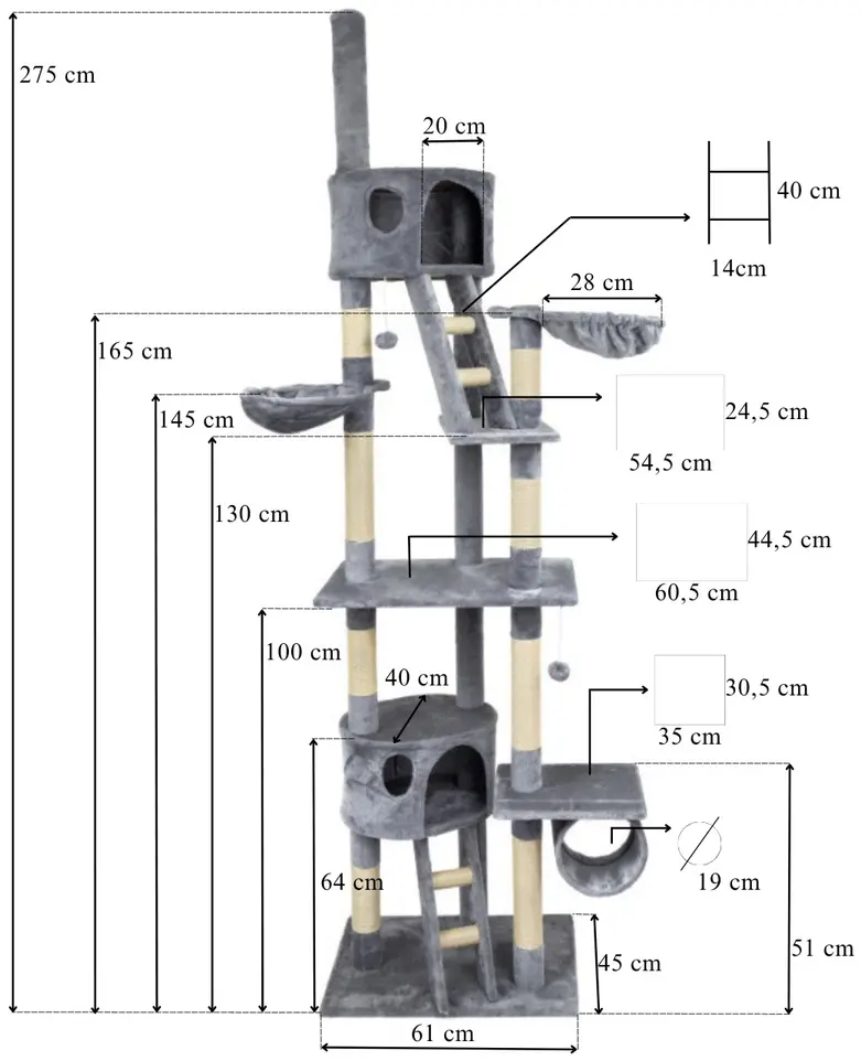 Игровой комплекс для кошек Funfit Home&Office XXXL 3811 (Grey/Beige) - 2
