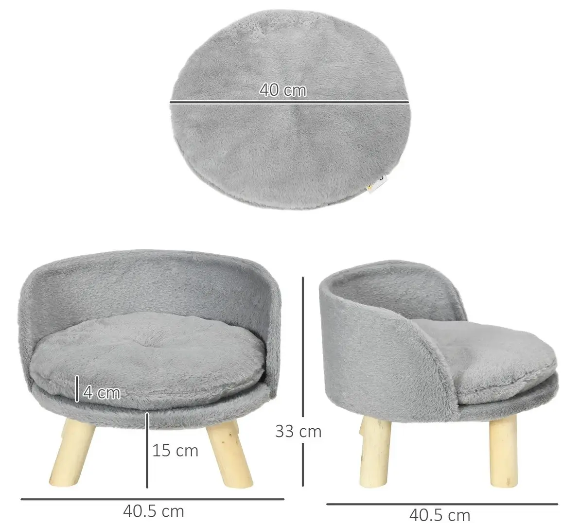 Canapea-pat pentru caini PawHut D04-257V00GY 40.5x33 (Grey)