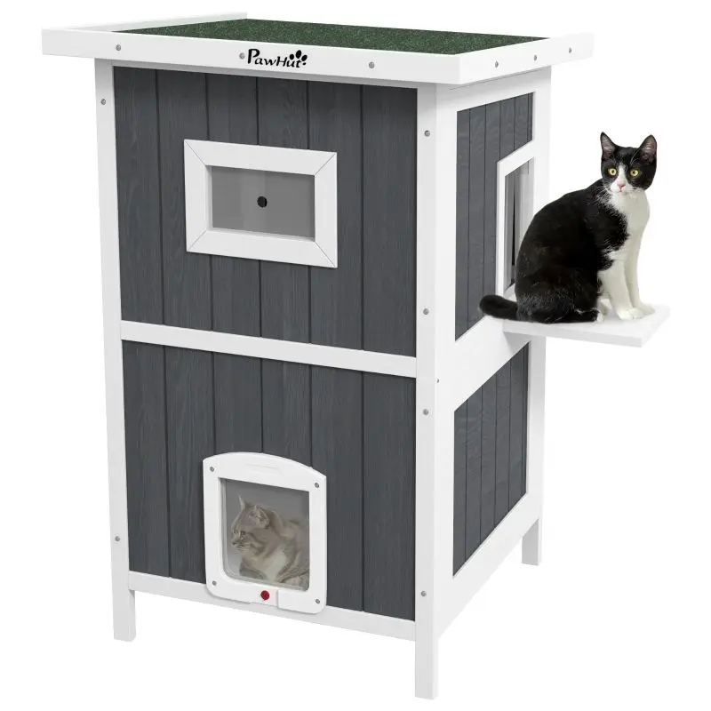 Casuta pentru pisici PawHut D30-788V00GY (Grey) - 2