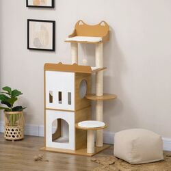 Ansamblu de joaca pentru pisici PawHut D30-623V00AK (White/Oak) Thumb
