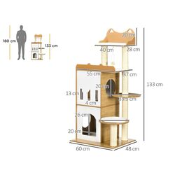 Ansamblu de joaca pentru pisici PawHut D30-623V00AK (White/Oak) Thumb