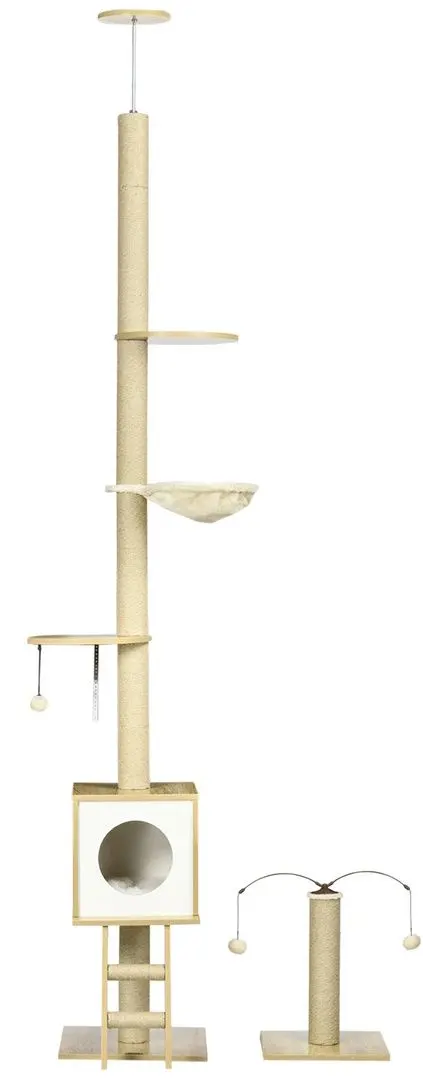 Ansamblu de joaca pentru pisici PawHut D30-664V00LR (Oak)