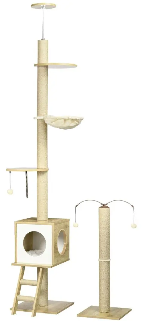 Ansamblu de joaca pentru pisici PawHut D30-664V00LR (Oak)