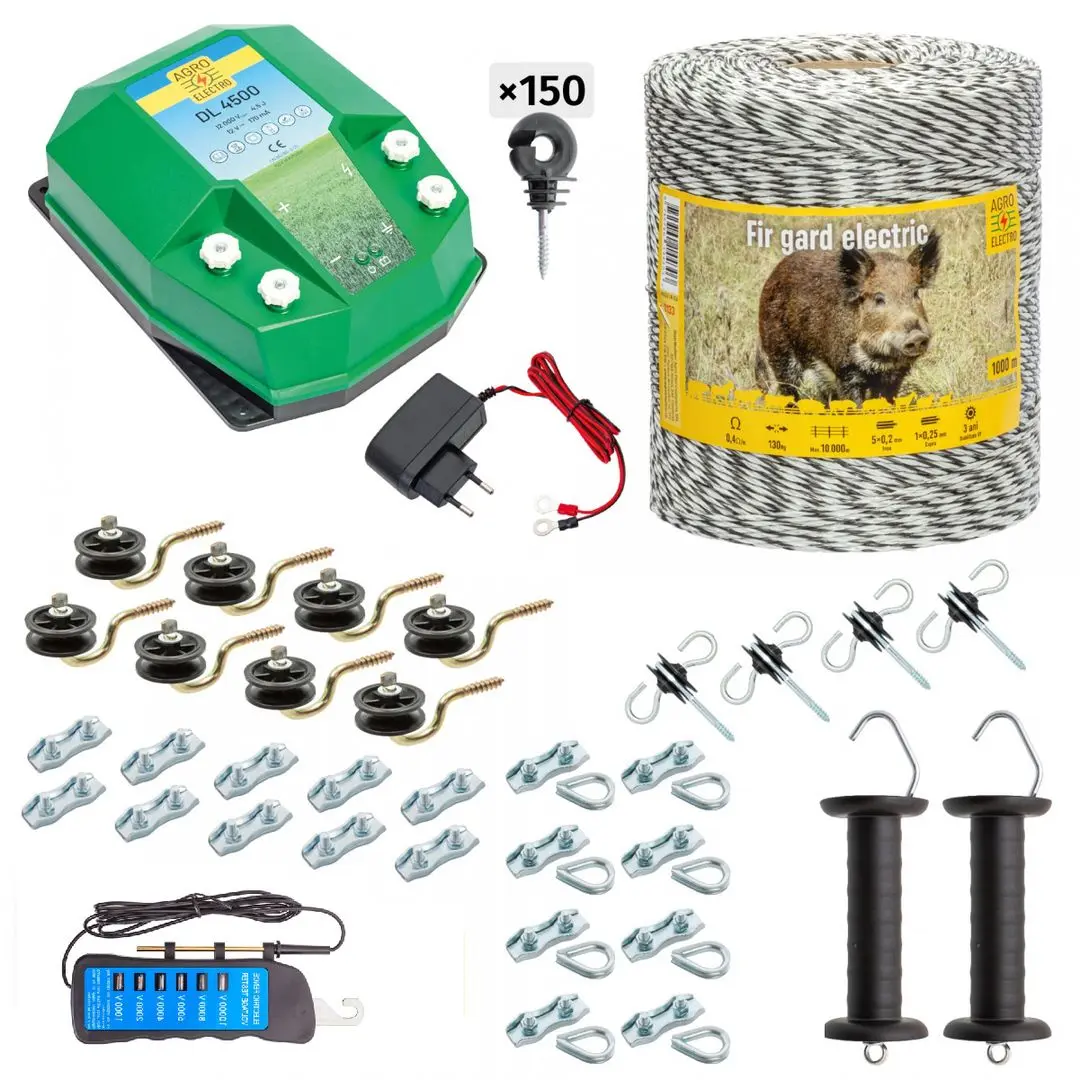 Pachet gard electric Agro Electro DL4500 + 0133 1000m + adapter 230/12 V + Acc for wild animal