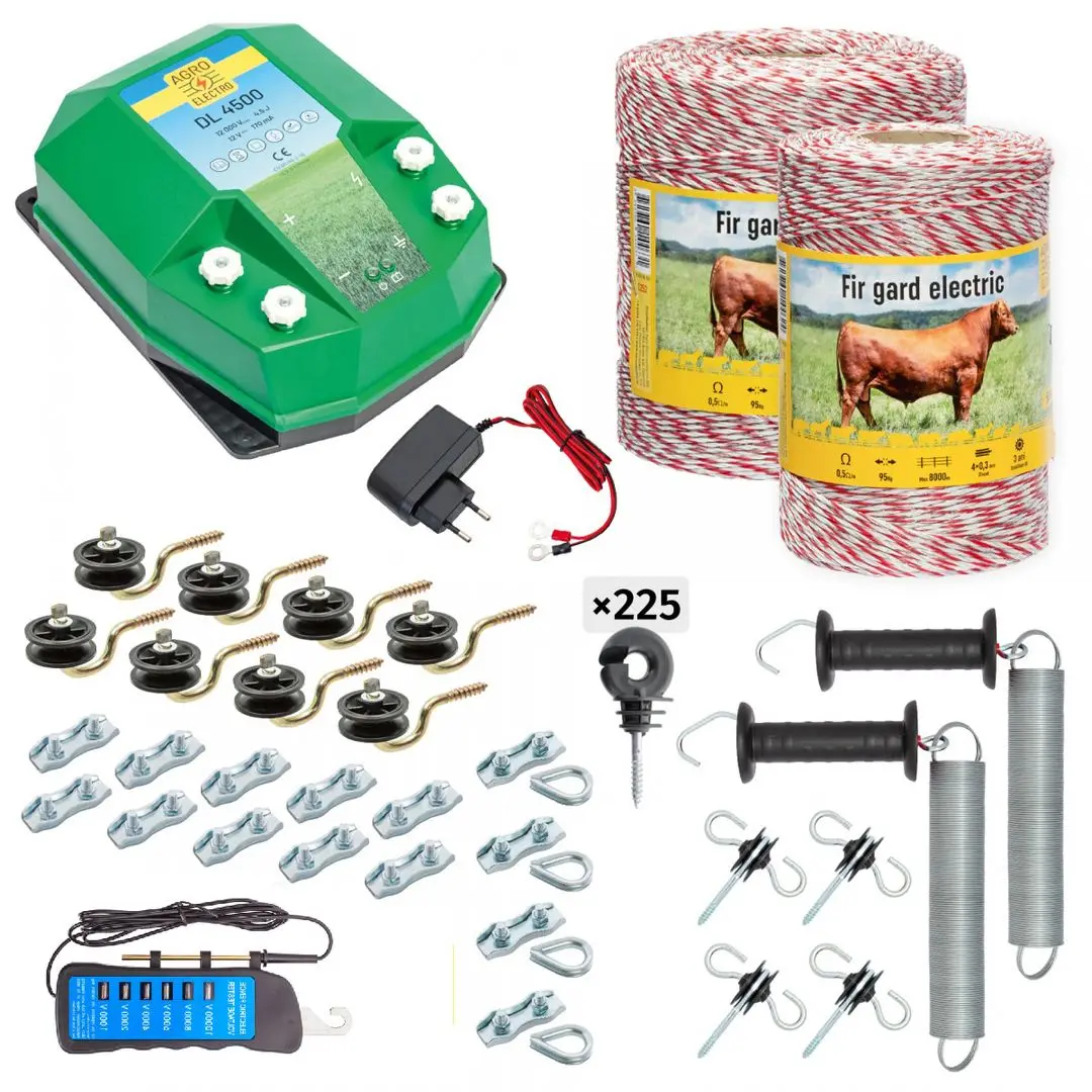 Pachet gard electric Agro Electro DL4500 + 0252 1000m + 0251 500m + adapter 230/12 V + Acc for domestic animal