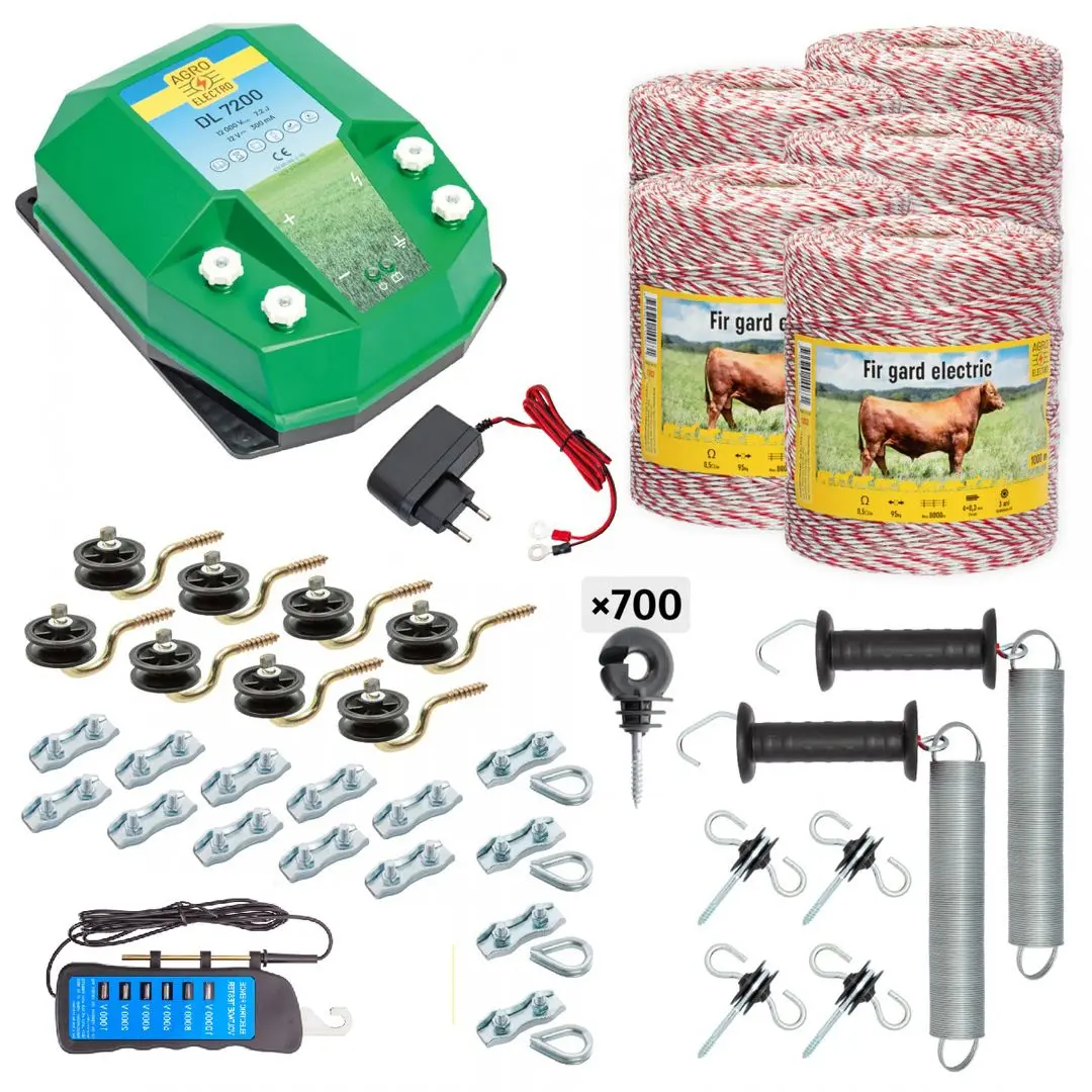 Pachet gard electric Agro Electro DL7200 + 0252 5000m + adapter 230/12 V + Acc for domestic animal