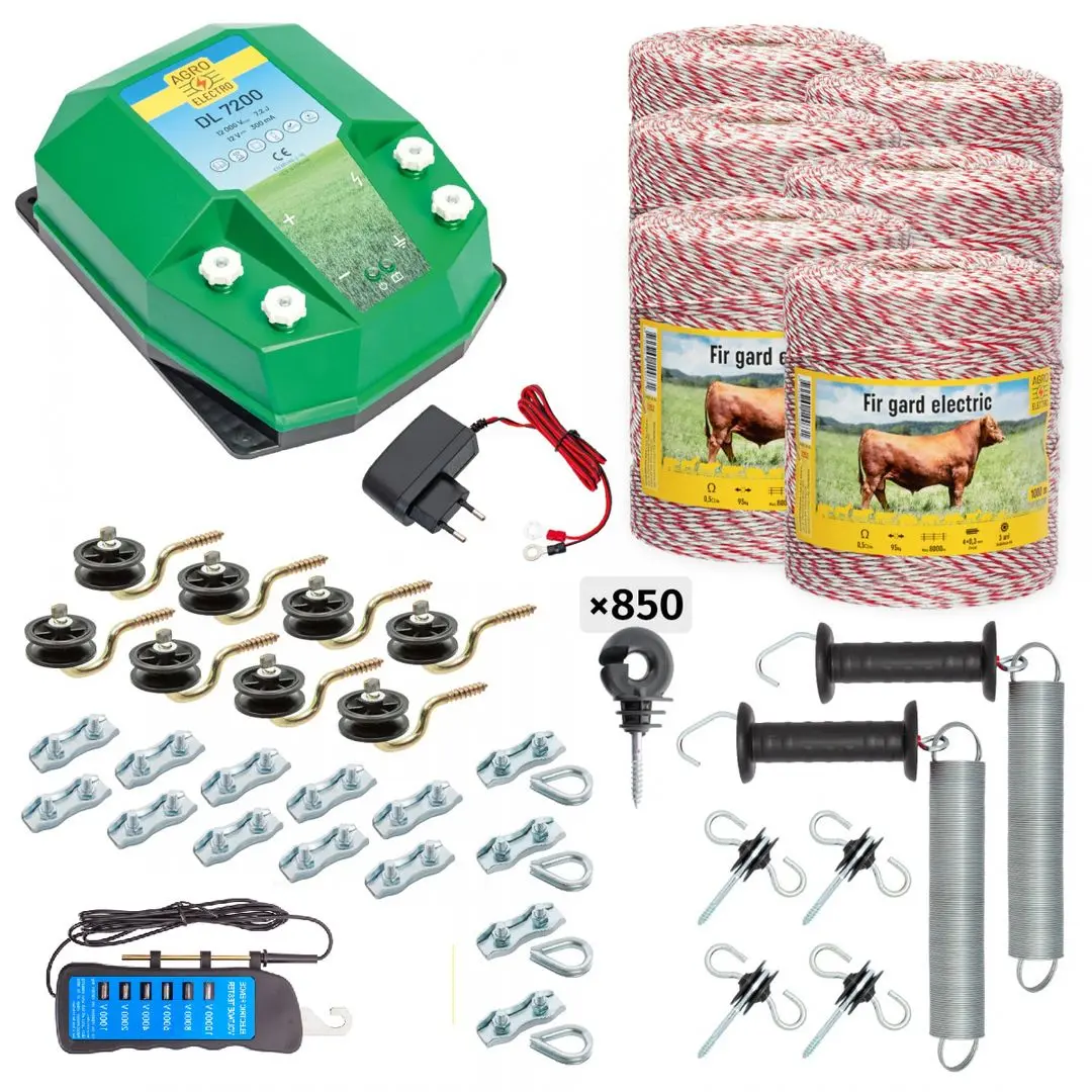 Pachet gard electric Agro Electro DL7200 + 0252 6000m + adapter 230/12 V + Acc for domestic animal