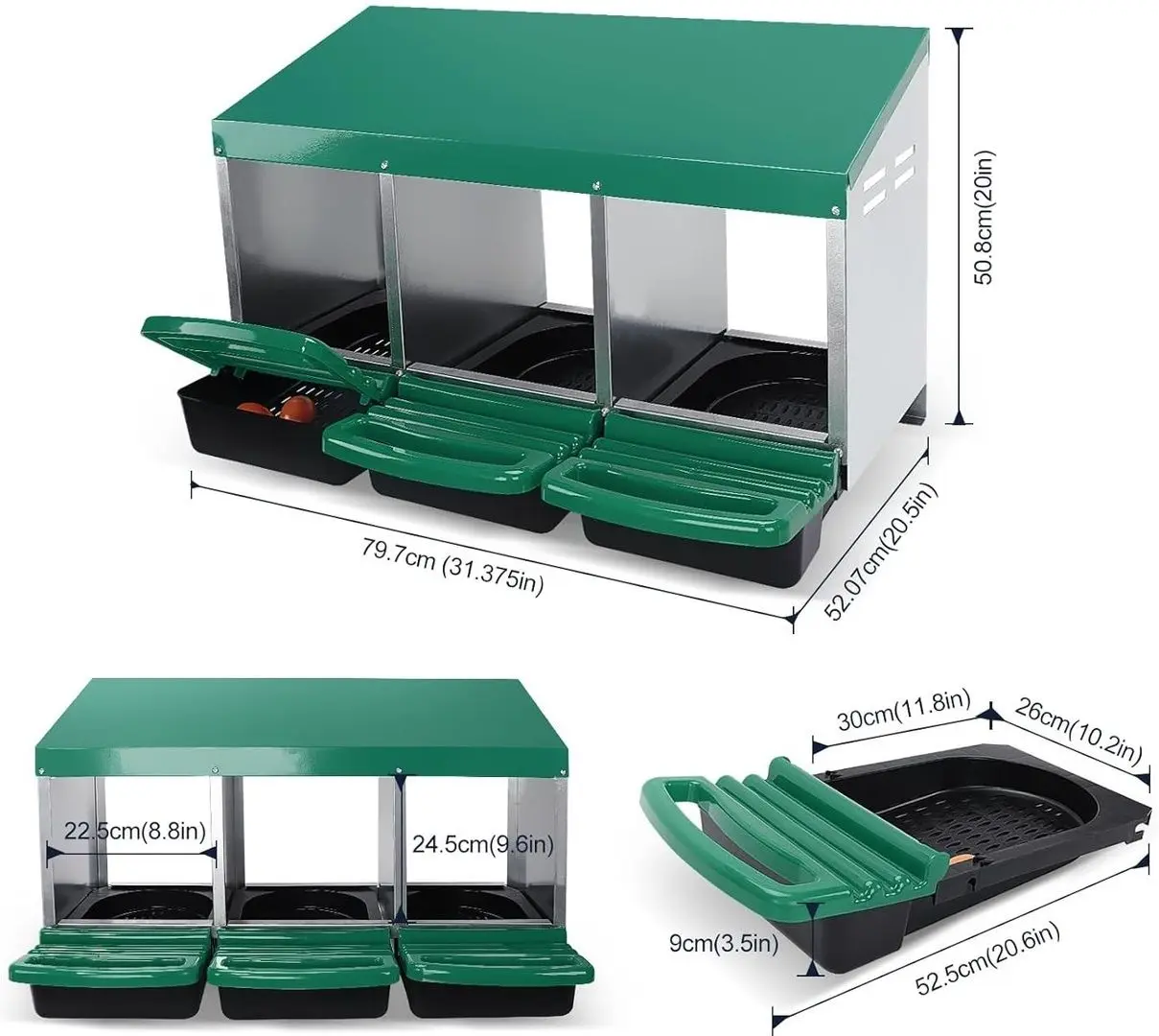 Cuibar pentru gaini cu colector de oua Demetra DH-03 (Green)