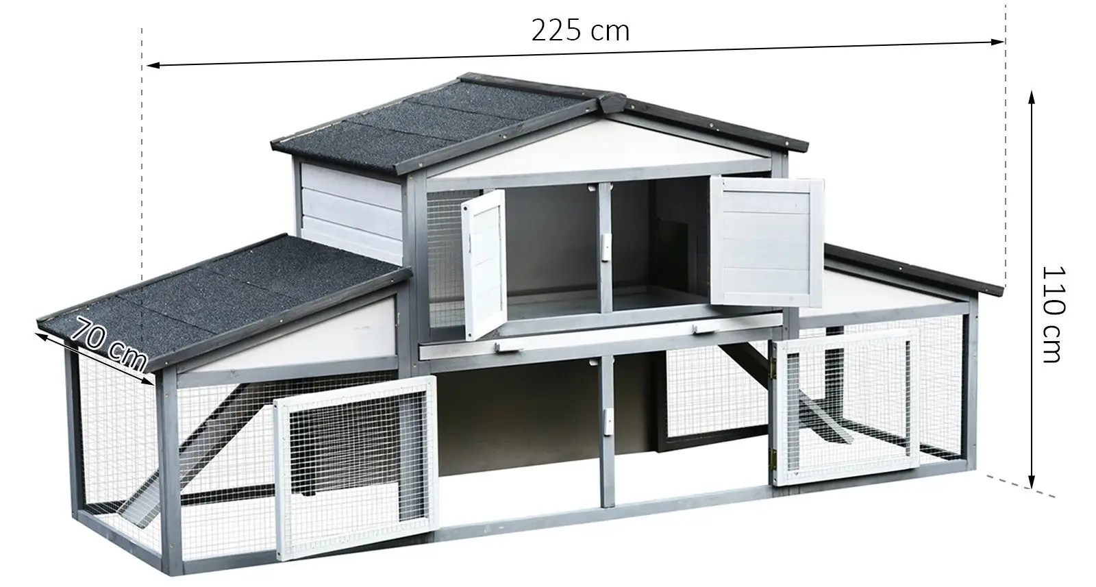 Клетка для кроликов PawHut D51-093GY (Grey/White)