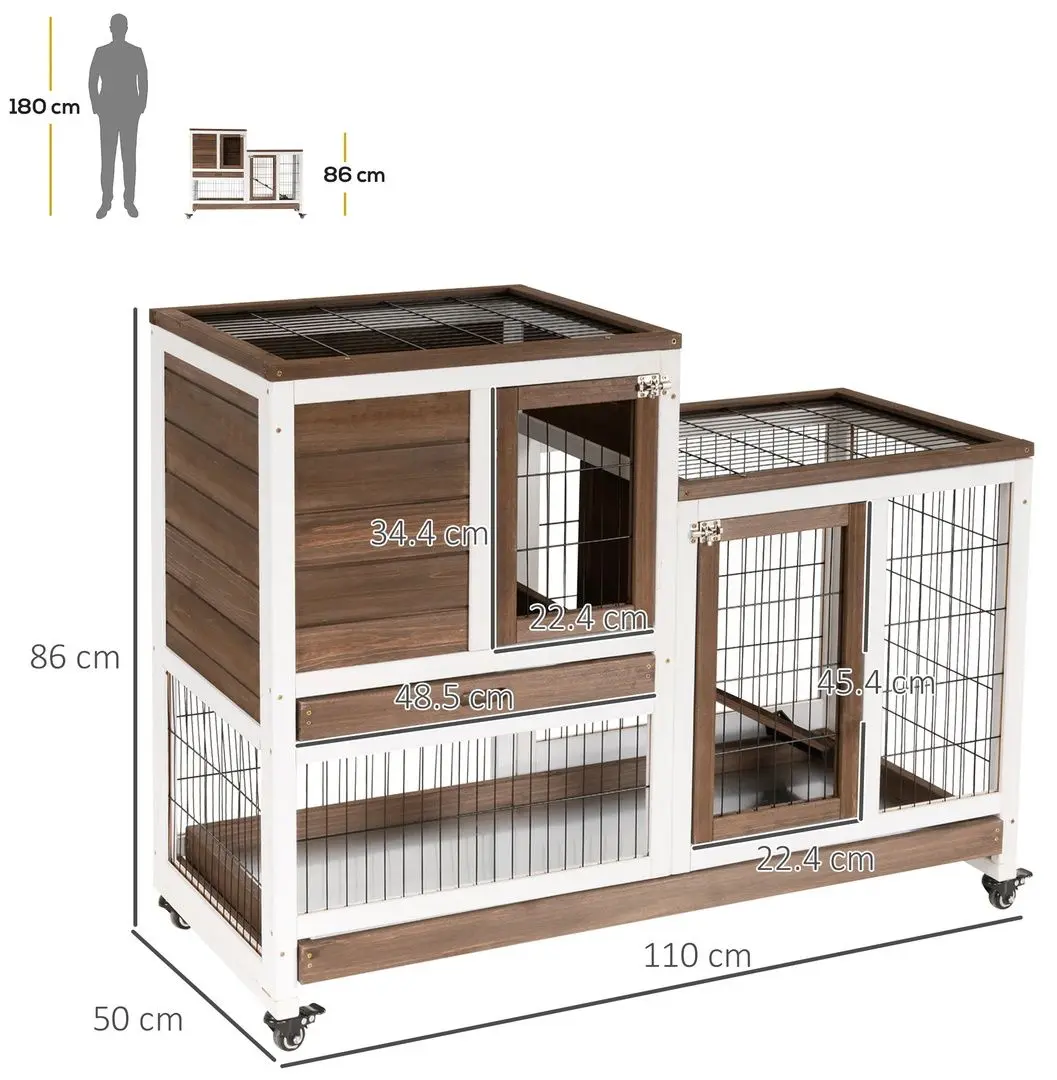 Cusca pentru iepuri PawHut D51-125BN (Brown/White)