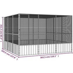 Клетка для птиц VidaXL 171553 (Grey) Thumb
