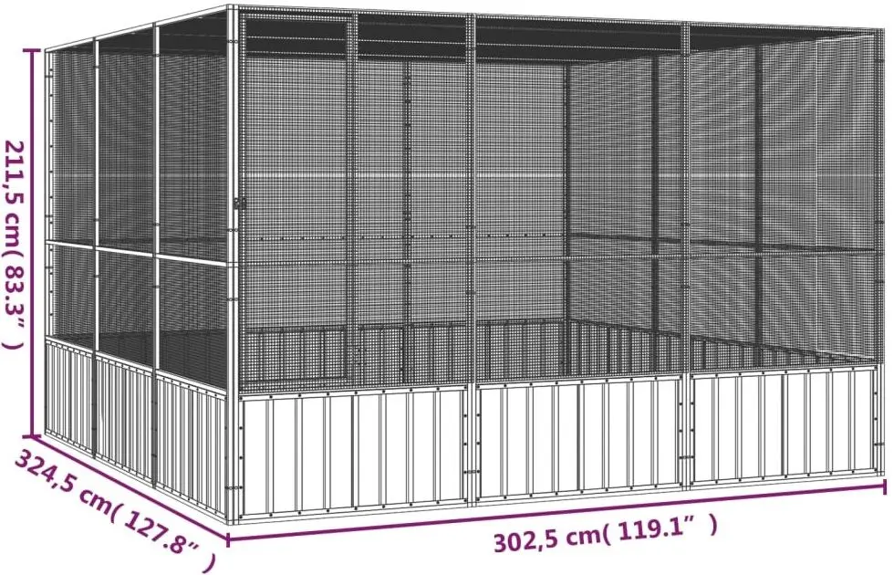 Клетка для птиц VidaXL 171553 (Grey)