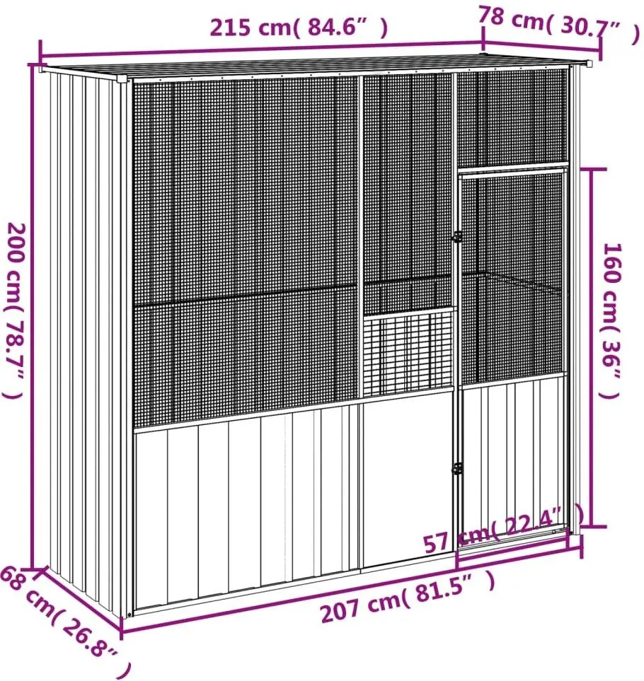Клетка для птиц VidaXL 172344 (Anthracite)