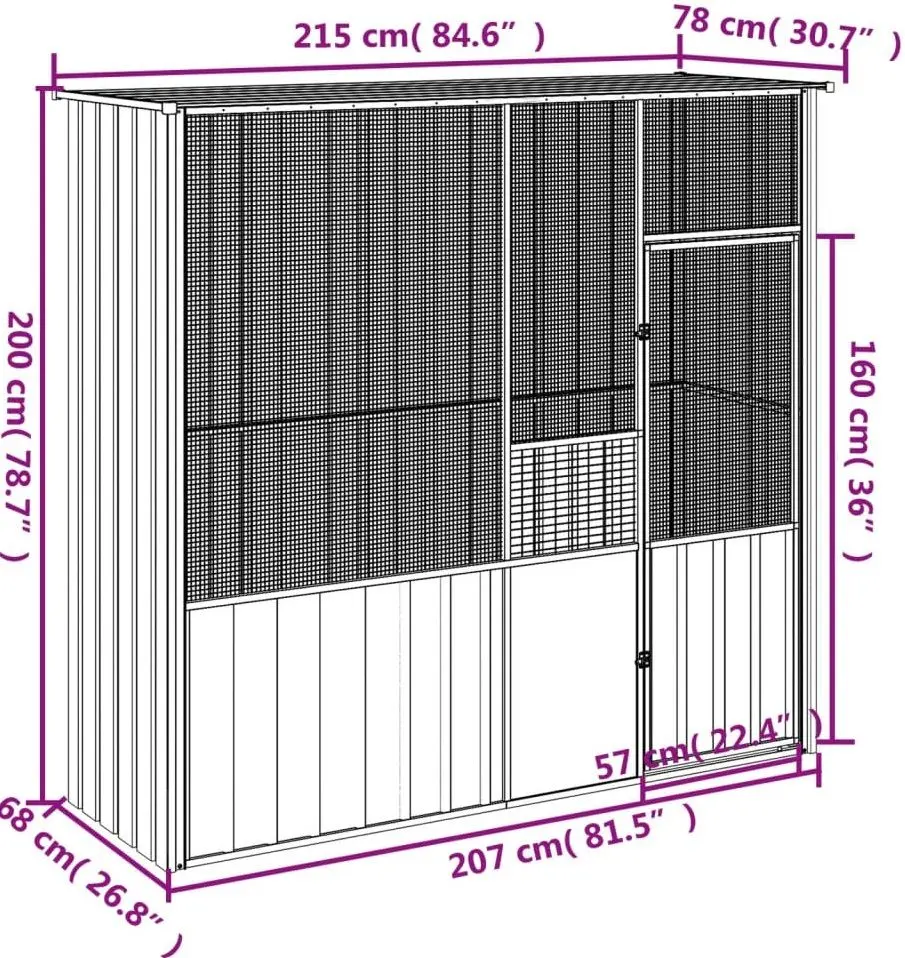 Cusca pentru pasari VidaXL 172345 (Grey)