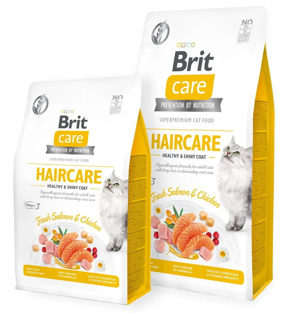 Корм для кошек Brit Care Healthy & Shiny Coat Haircare Salmon & Chicken (7кг)