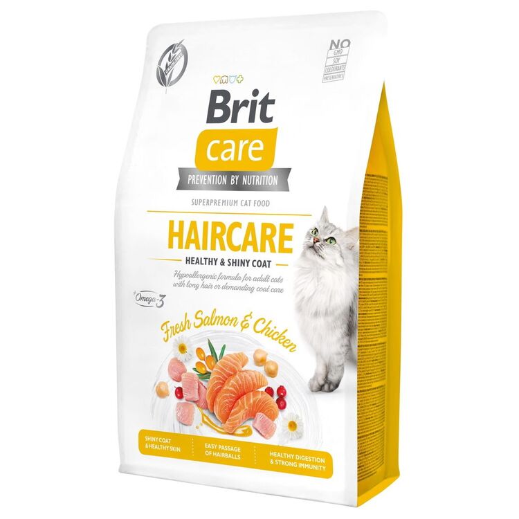 Hrana pentru pisici Brit Care Healthy & Shiny Coat Haircare Salmon & Chicken (7kg)