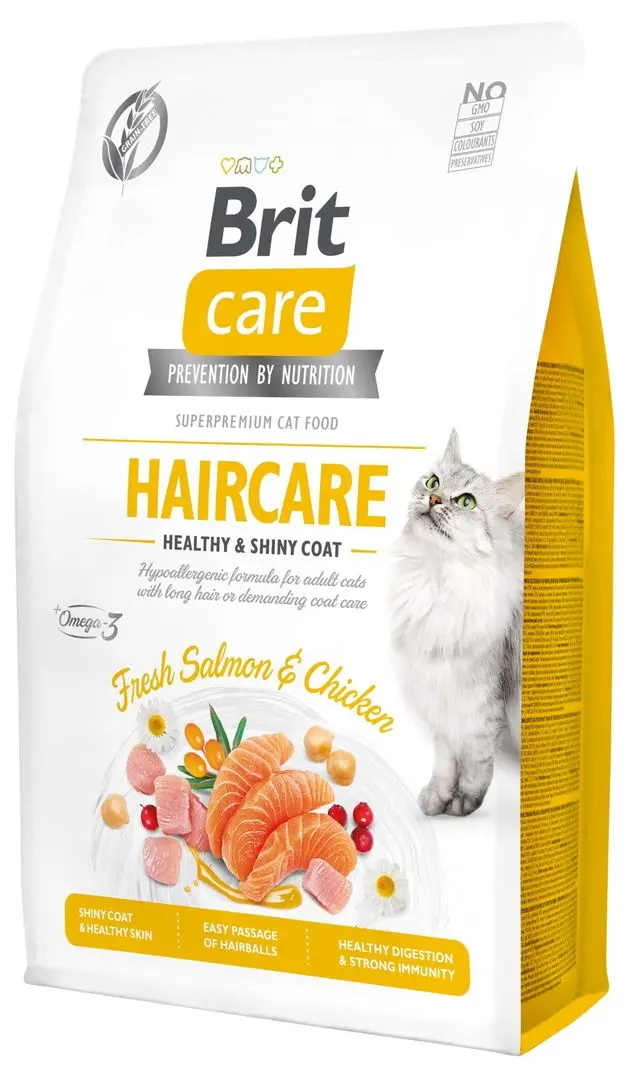 Корм для кошек Brit Care Healthy & Shiny Coat Haircare Salmon & Chicken (7кг)