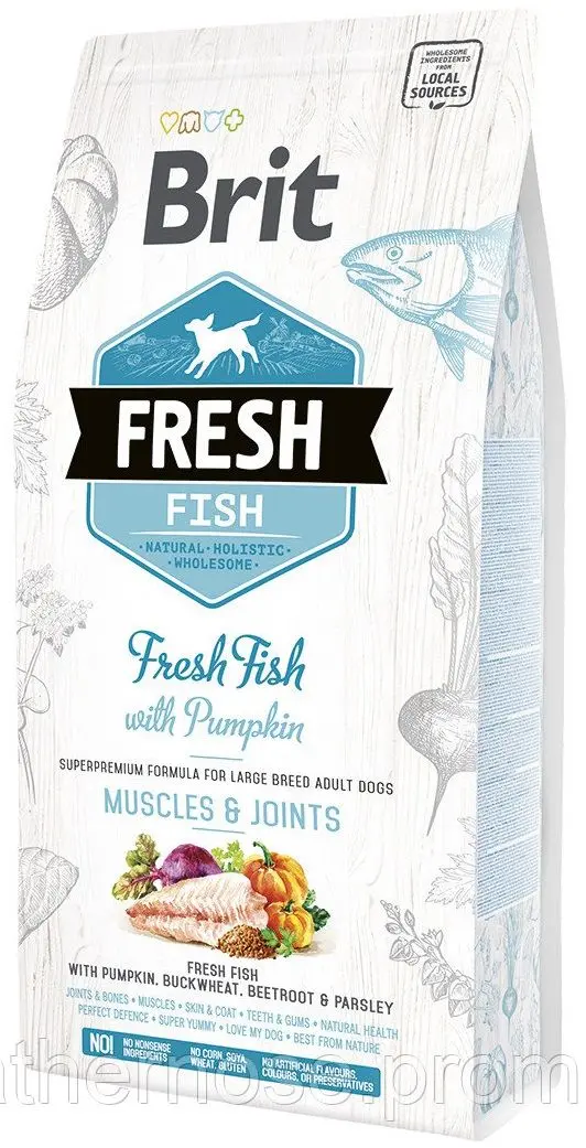 Корм для собак Brit Fresh Fish with Pumpkin Adult Large Muscles & Joints (12kg)