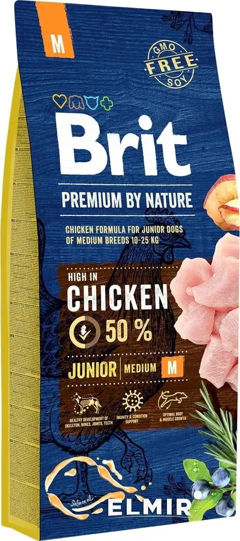 Корм для собак Brit Premium Junior M Chicken (15кг)