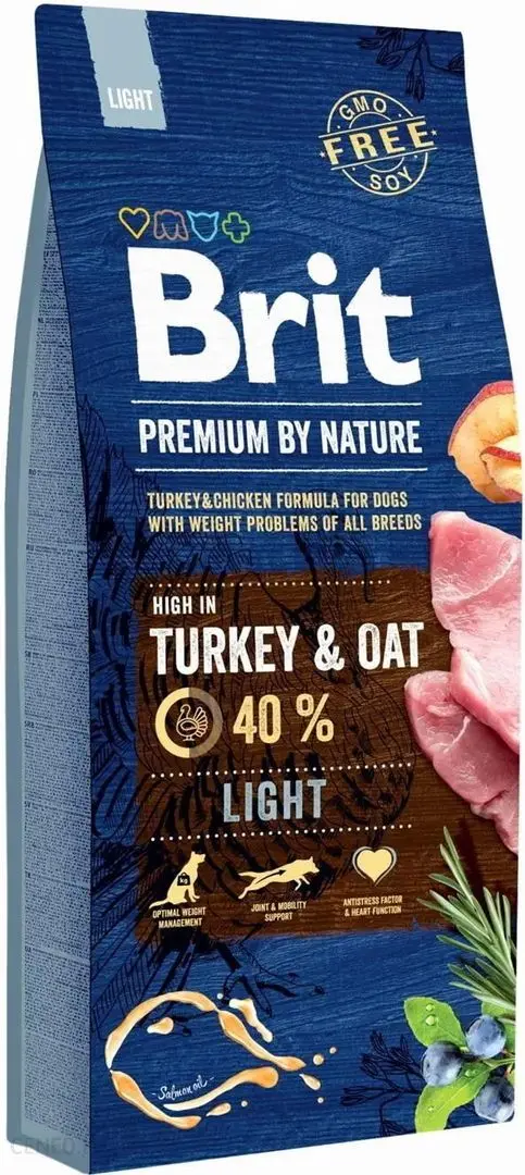 Hrana pentru caini Brit Premium Light Turkey & Oat (15kg)