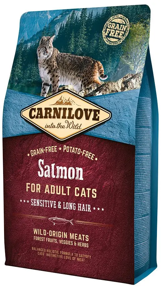 Hrana pentru pisici Carnilove Sensitive & Long Hair Salmon (2kg)