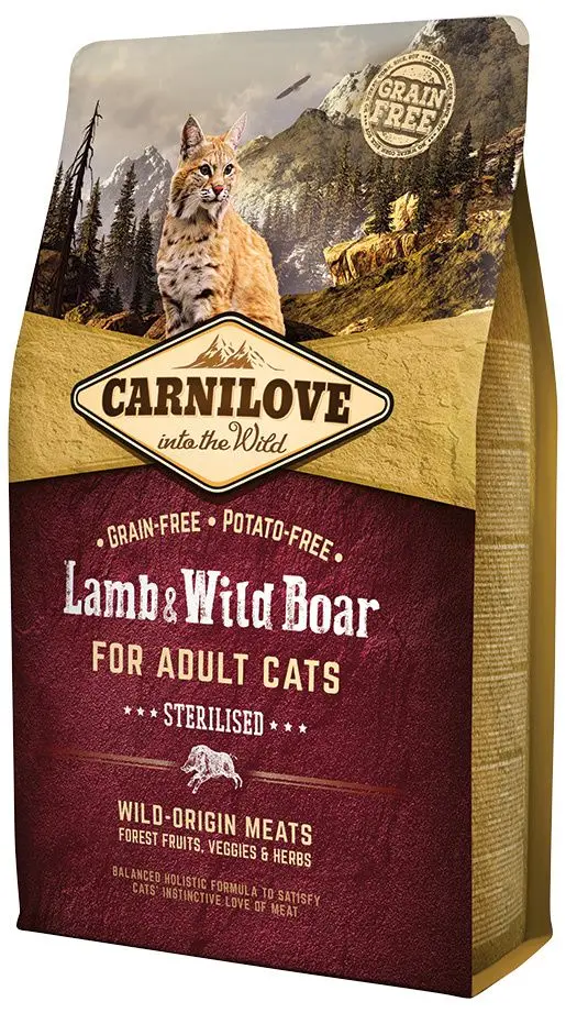 Hrana pentru pisici Carnilove Sterilised Lamb & Wild Boar (2kg)