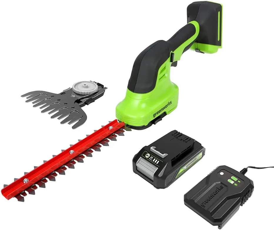 Аккумуляторные ножницы для травы и кустов GreenWorks G24SHTK2 (Green)