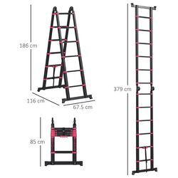 Scara telescopica Homcom B72-033V02RD 379cm (Red/Black) Thumb