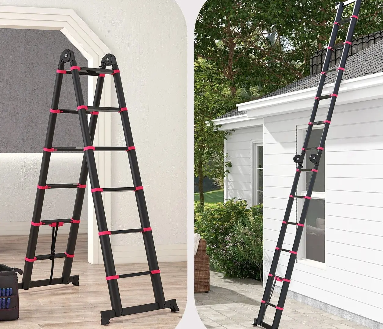 Scara telescopica Homcom B72-033V02RD 379cm (Red/Black)