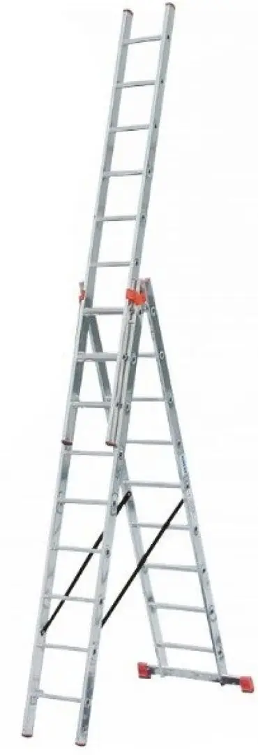 Лестница алюминиевая трехсекционная Krause Tribilo Combi 3x9