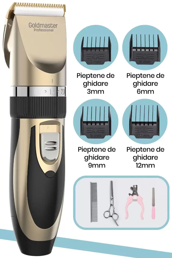 Masina de tuns animale de companie Goldmaster PATI GM-8182 (Black/Gold)