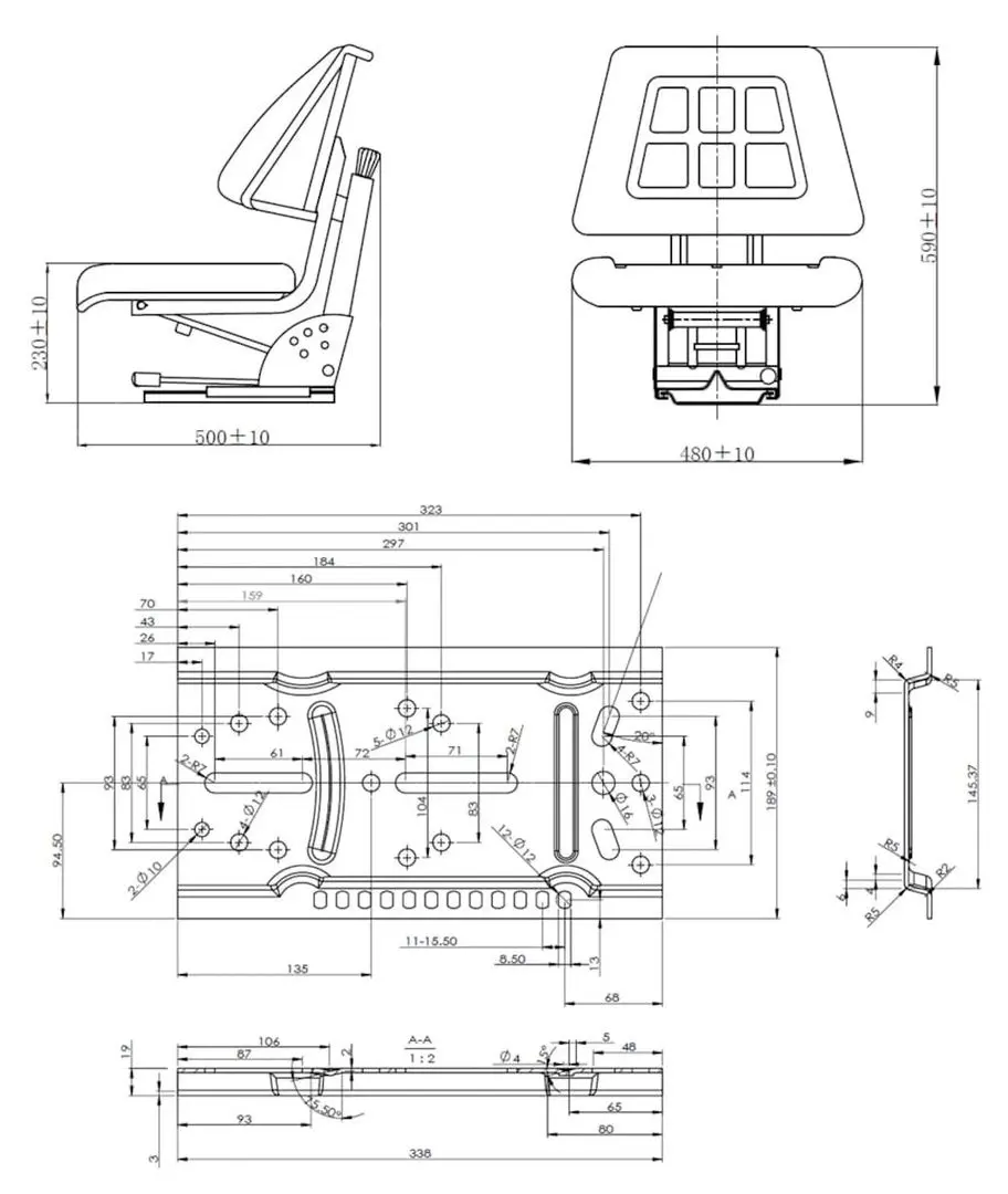 Сиденье для минитрактора VidaXL 142316 (Black)