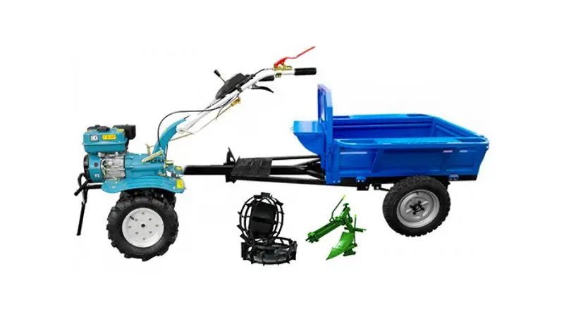 Motocultor cu echipament de remorcare Dakard DKD 1000B + DKD 500 + Roti Met. + Plug (Blue)