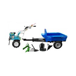 Мотоблок с прицепным оборудованием Dakard DKD 1000B + DKD 500 + Мет. Колеса + Плуг х2 + Окучник (Blue)