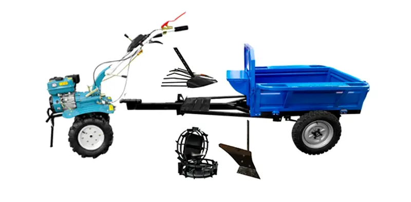 Мотоблок с прицепным оборудованием Dakard DKD 1000B + DKD 500 + Мет. Колеса + Плуг x2 (Blue)