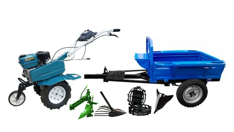 Мотоблок с прицепным оборудованием Dakard DKD 500 New + DKD 500 + Мет. Колеса + 2 Плуга + Окучник (Blue)