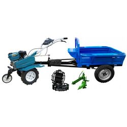Motocultor cu echipament de remorcare Dakard DKD 500 New + DKD 500 + Roti Met. + Plug (Blue)