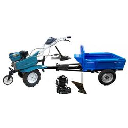 Мотоблок с прицепным оборудованием Dakard DKD 500 New + DKD 500 + Мет. Колеса + Плуг х2 + Окучник (Blue)