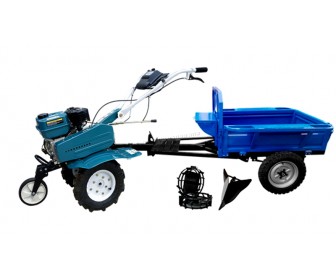 Motocultor cu echipament de remorcare Dakard DKD 900 + DKD 500 + Roti Met. + Rarita (Blue)