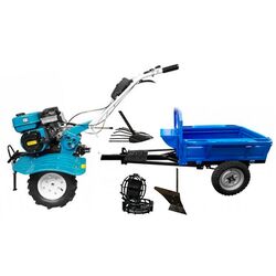 Мотоблок с прицепным оборудованием Dakard DKD 900 + DKD 500 + Мет. Колеса + Плуг х2 (Blue)