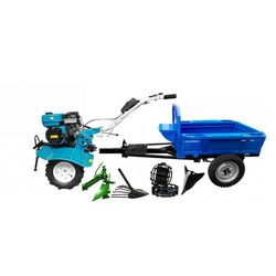 Мотоблок с прицепным оборудованием Dakard DKD 900 + DKD 500 + Мет. Колеса + Плуг x2 + Окучник (Blue)