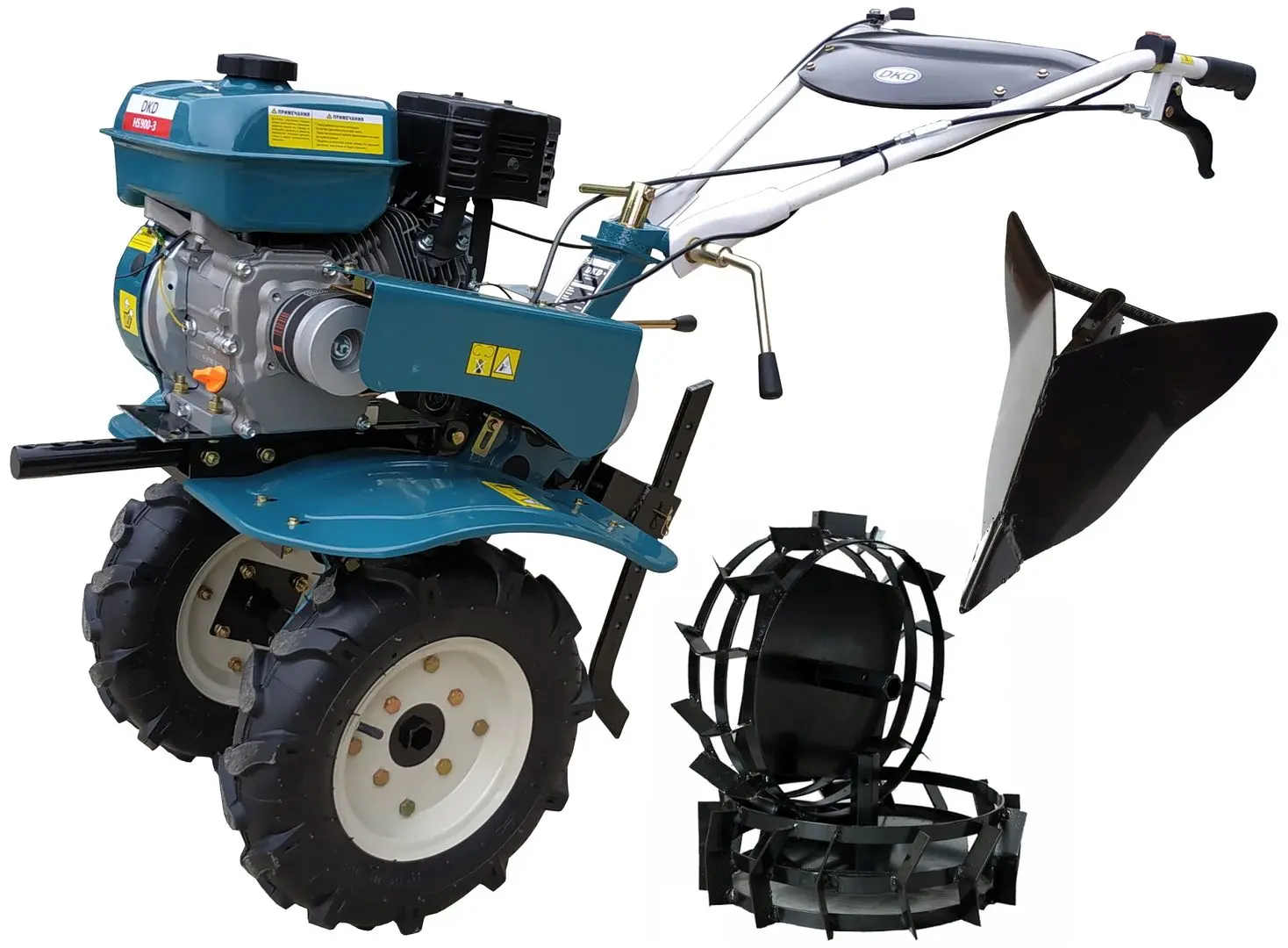 Motocultor cu echipament de remorcare Dakard DKD 900 + Roti Met. + Rarita (Blue)