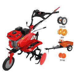 Мотокультиватор с прицепным оборудованием Zimbru 6559 + RURIS 450 + резиновые колеса 4.00-8 + металлические колеса 350 + комплект противовесов 10 кг