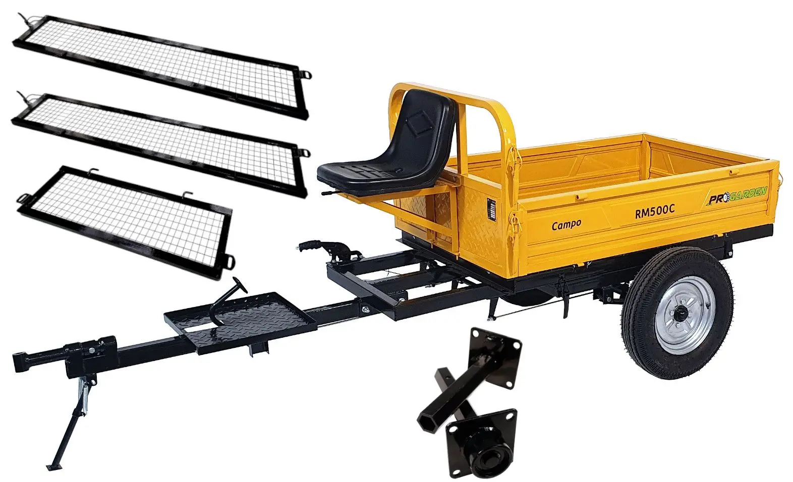 Remorca pentru motocultor cu obloane Progarden Campo RM500C + EASYT23M (Yellow)