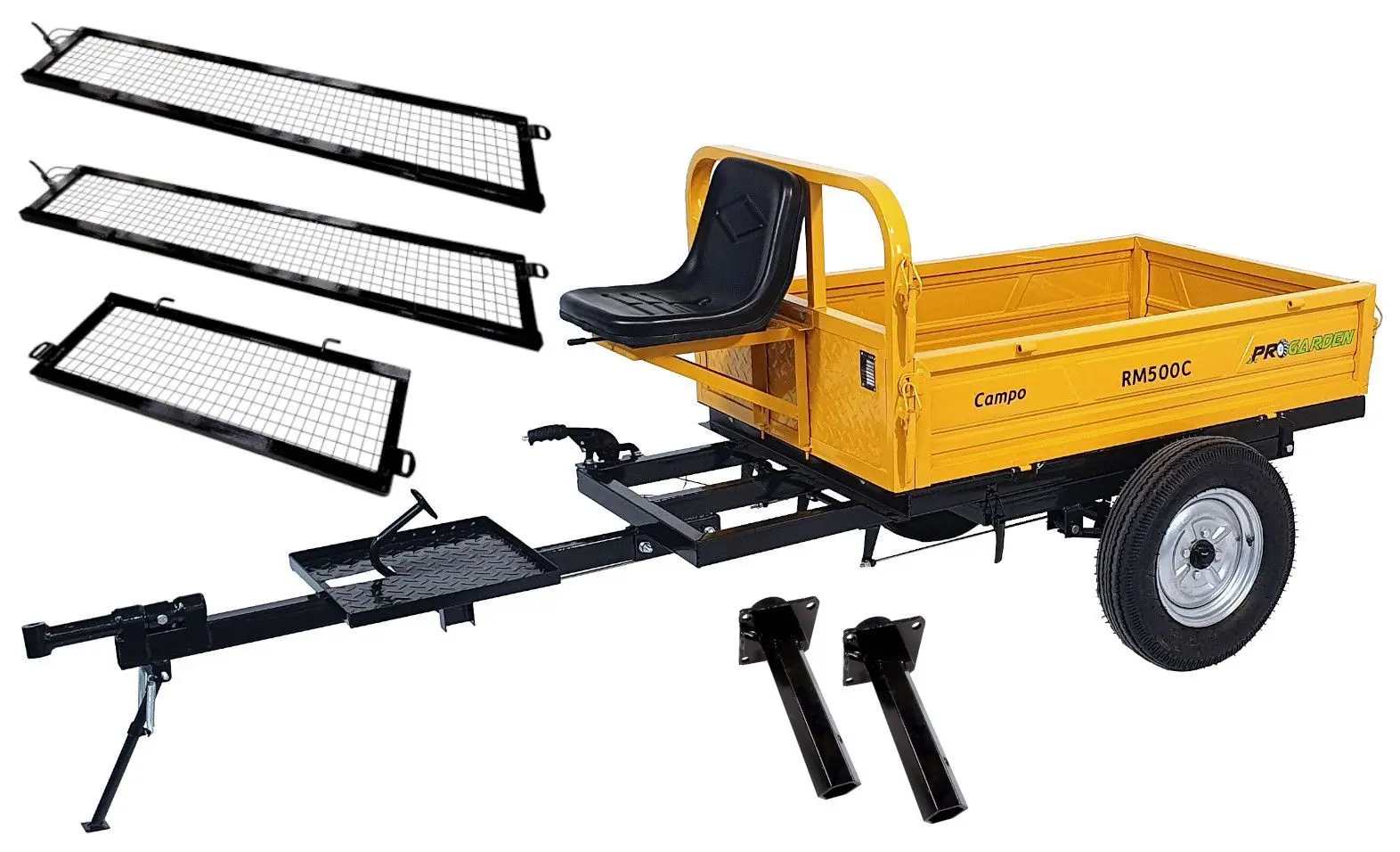 Remorca pentru motocultor cu obloane Progarden Campo RM500C + EASYT32M (Yellow)