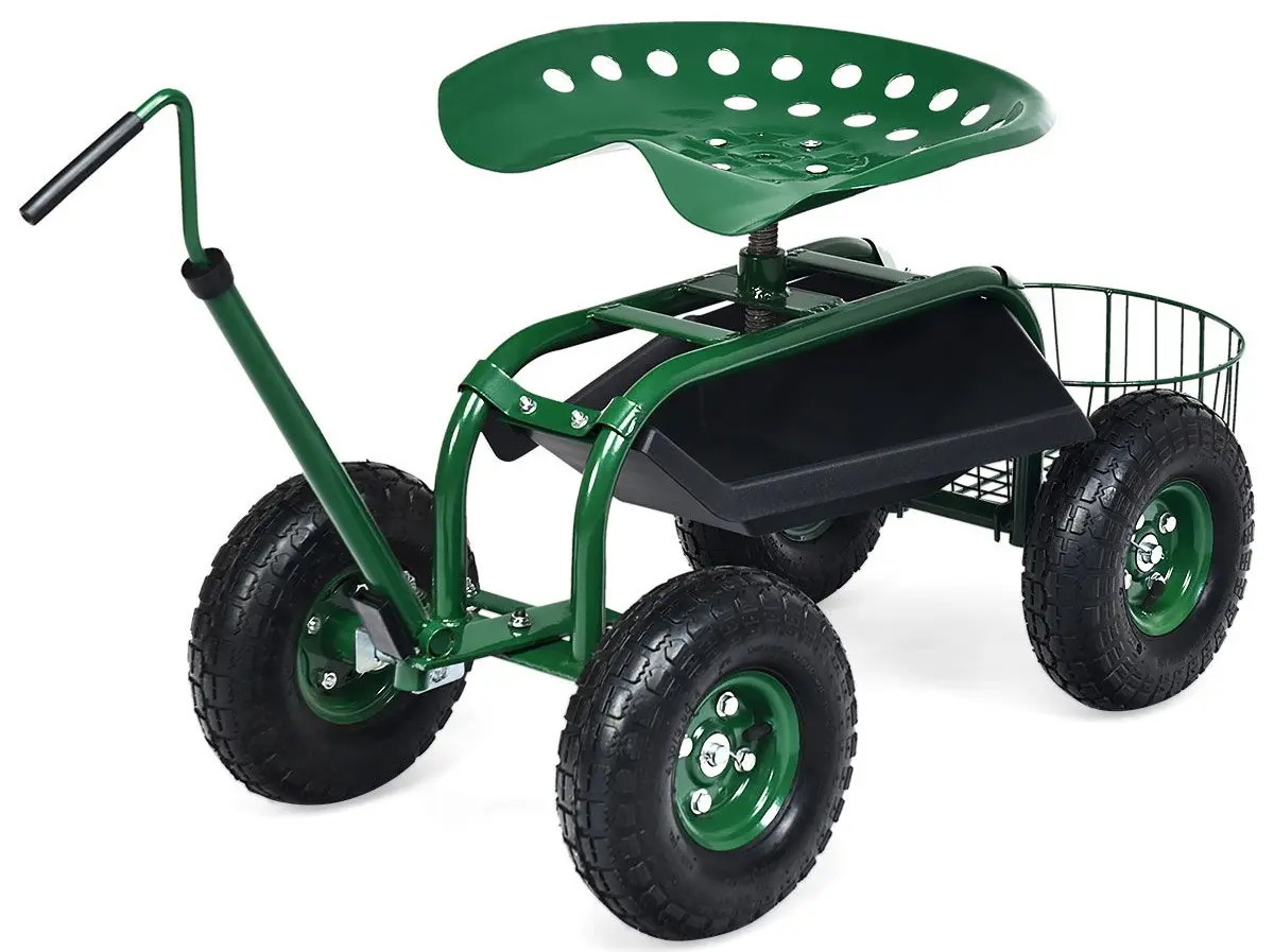 Scaun-carucior de gradina Costway GT3750 (Green)