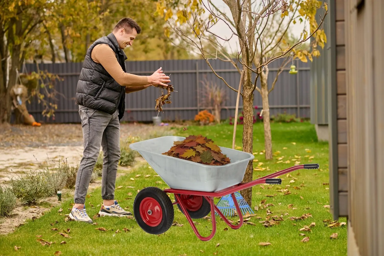 Carucior de gradina GardenLine HAT0671 (Inox/Red)