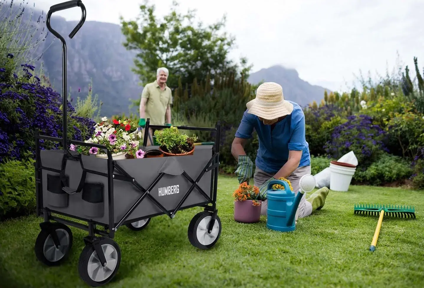 Cărucior de grădină Humberg HM-514 (Grey/Black)