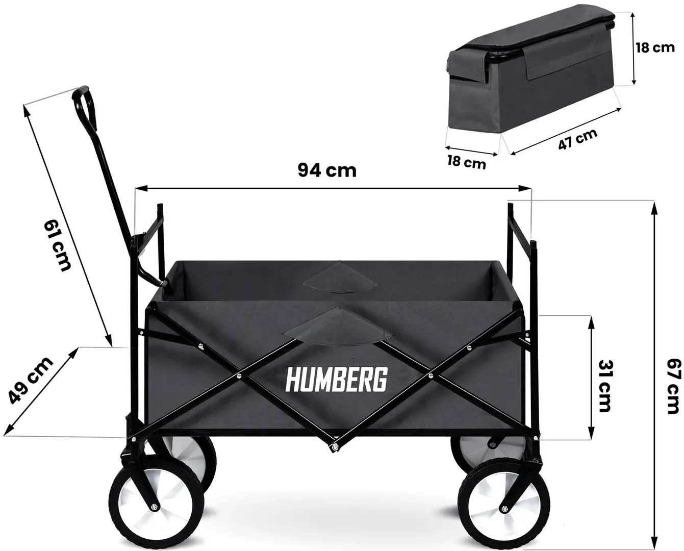 Cărucior de grădină Humberg HM-514 (Grey/Black)