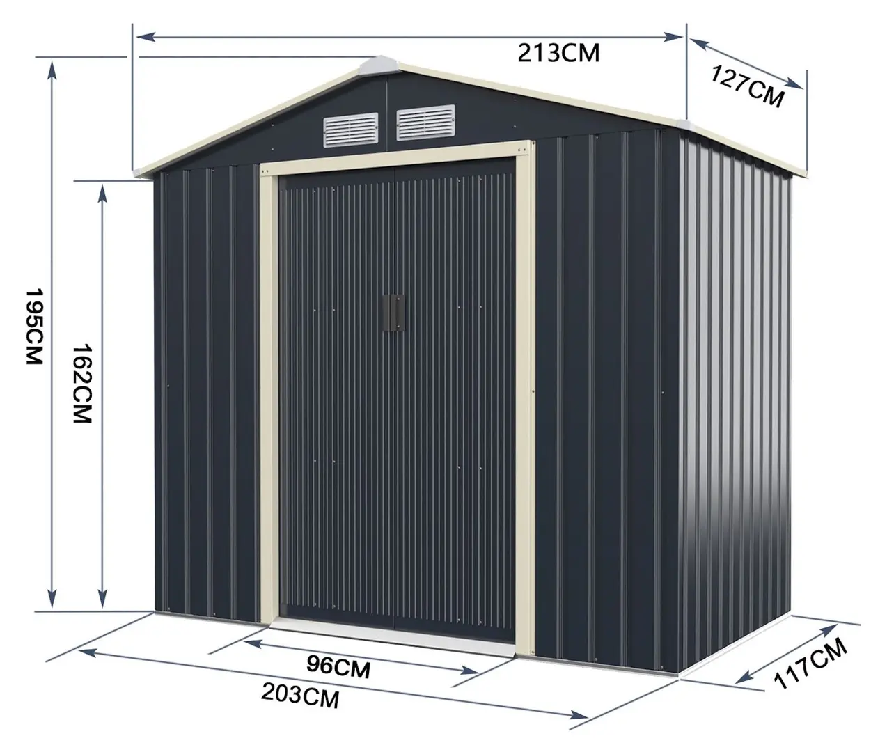 Casuta gradina Costway GT3731GR 213x127x195 (Grey)